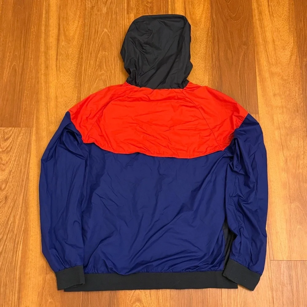 Nike Windbreaker Blue & Red Full ZIp Hooded Jacket Men's Size Large